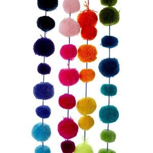 Cody Foster Rainbow Multi Colored Pom Pom Garland 78 inches Long
